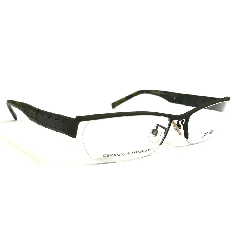 J.F. Rey Eyeglasses Frames JF2582 4500 Gray Green Rectangle Half Rim 55-16-141